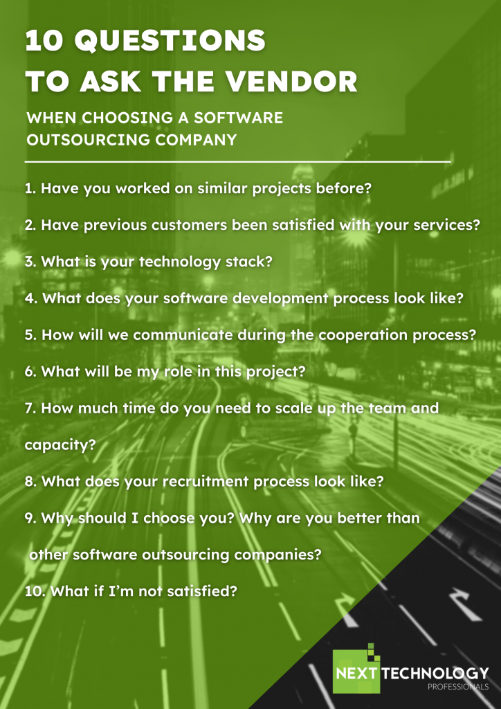 10 questions to ask the vendor when choosing a software outsourcing company