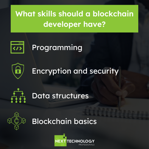 What skills should a blockchain developer have?