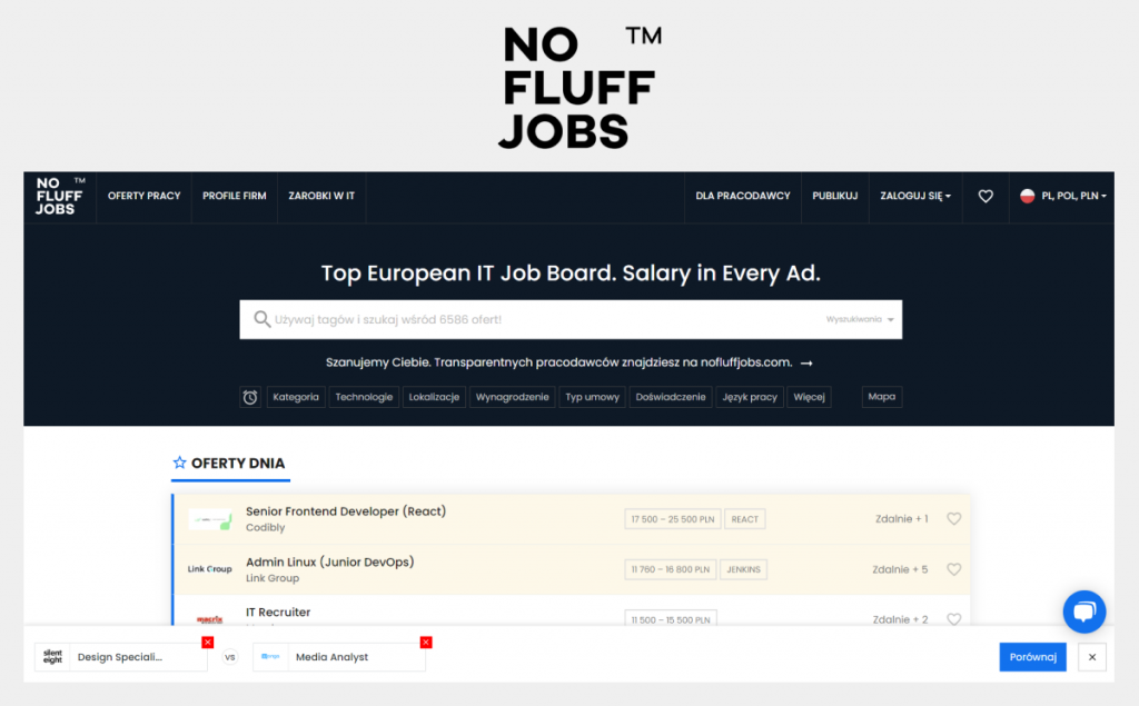 portal z ofertami pracy IT - No Fluff Jobs