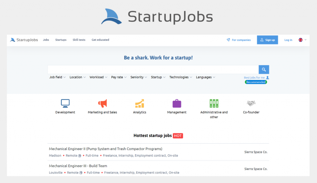 portal z ofertami pracy IT - startupjobs