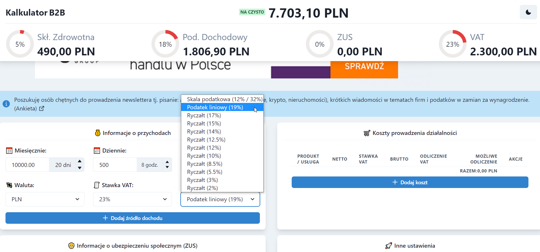 B2B I Umowa O Pracę W Polsce - Lista Przydatnych Kalkulatorów