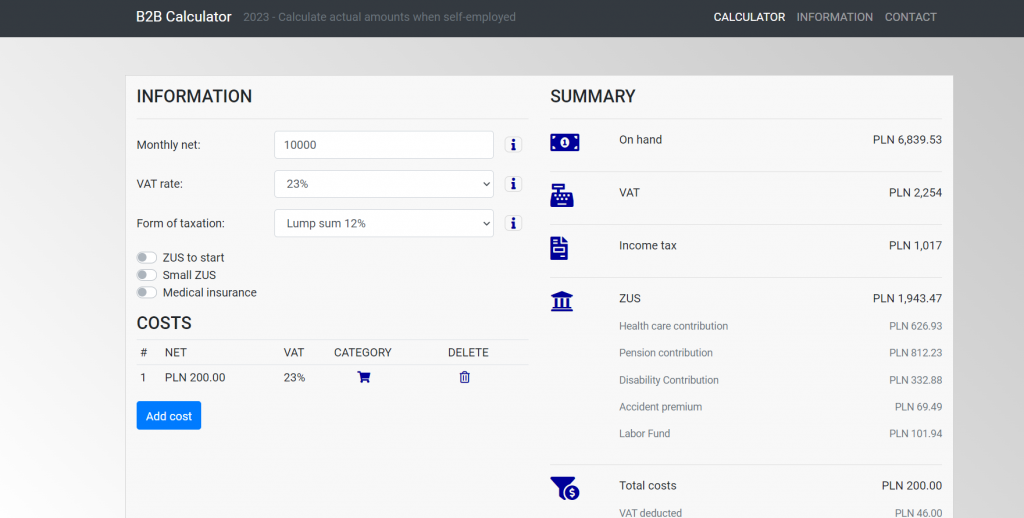 Kalkb2b calculator