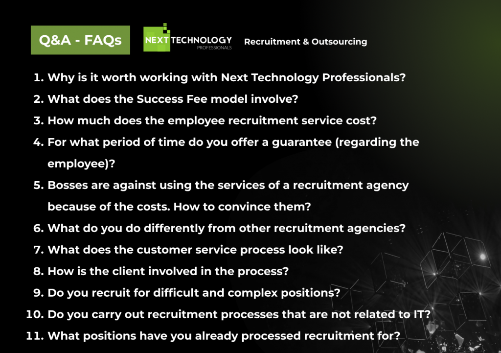 Q&A - FAQs Next Technology Professionals recruitment & outsourcing