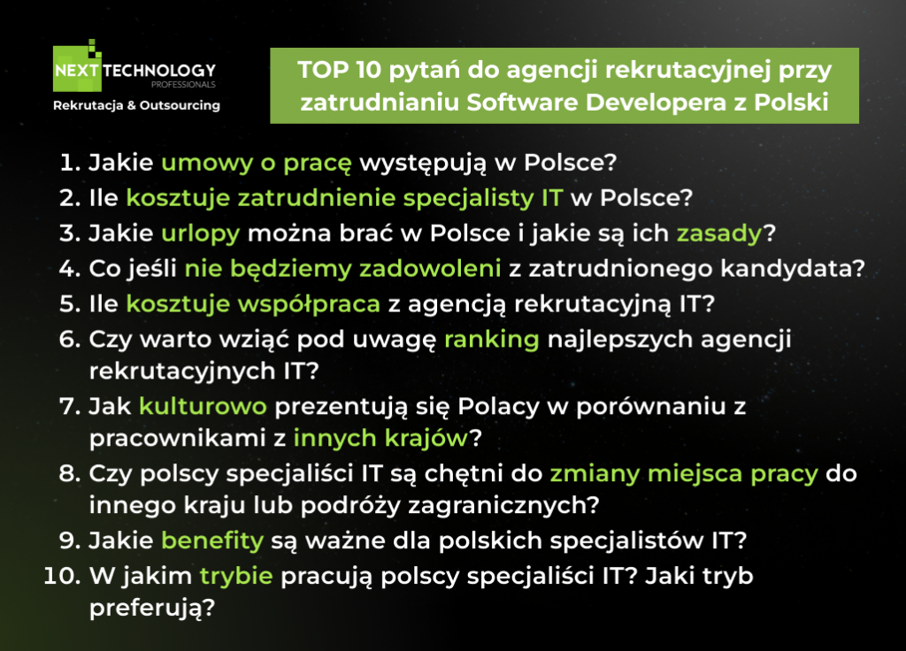 TOP 10 pytań do agencji rekrutacyjnej przy zatrudnianiu software developera z Polski