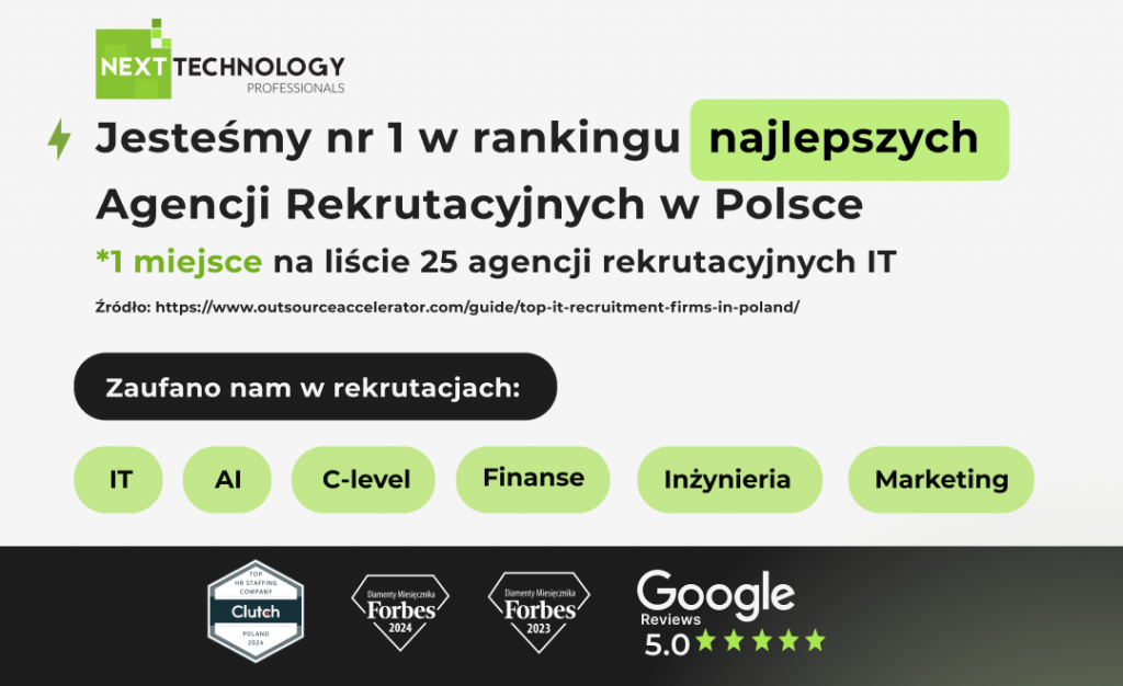 Next Technology Professionals - nr 1 w rankingu najlepszych Agencji Rekrutacyjnych w Polsce